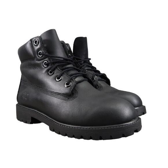 Timberland Shoes Kids 4 Boots Combat Leather Lace Up Waterproof Premium 6" Black - Picture 1 of 16